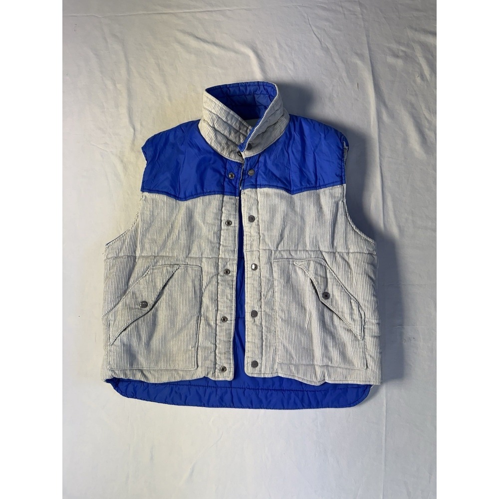 Vintage Sierra Pacific Reversible Puffer Vest Blue‎ Nylon & Corduroy, Men's L